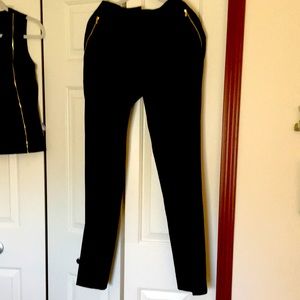 Etcetera pants blk 8 goldtone zipper pockets, zipper fly